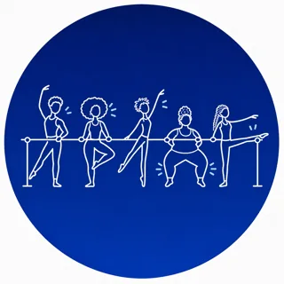 Group of students in a barre-style Pilates class