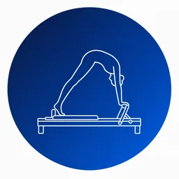 Stick figure performing Elephant on a reformer