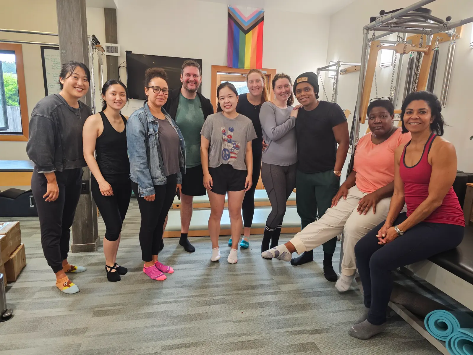 Students and teachers gathered in The Pilates School SF learning community